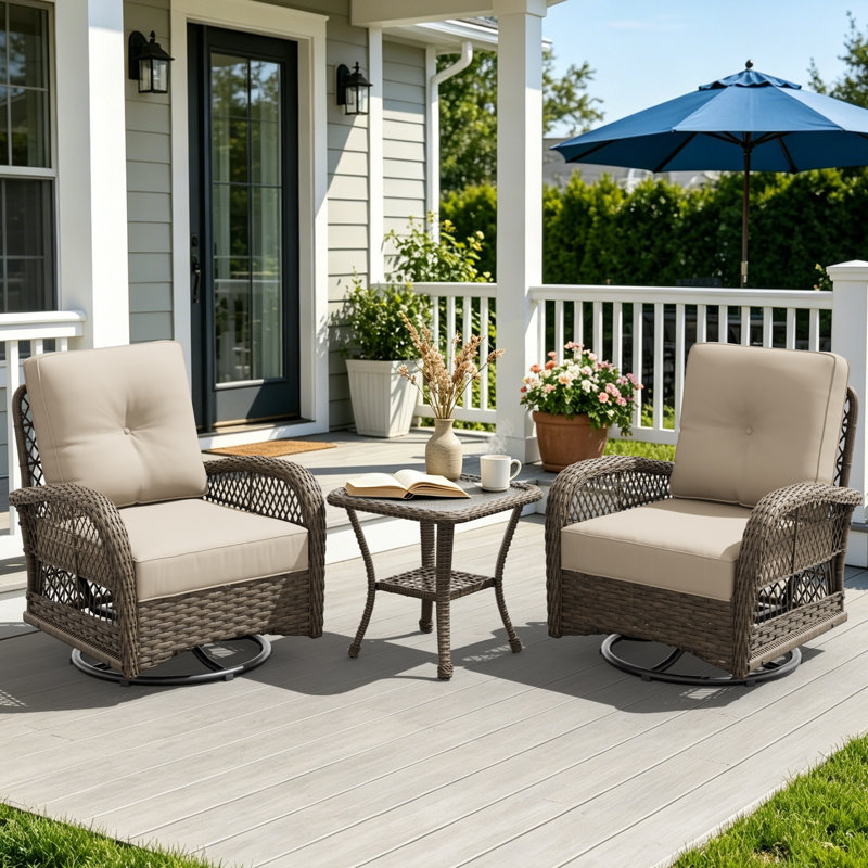 Ensemble de conversation d'extérieur pour 2 personnes avec coussins Estellar, Beige