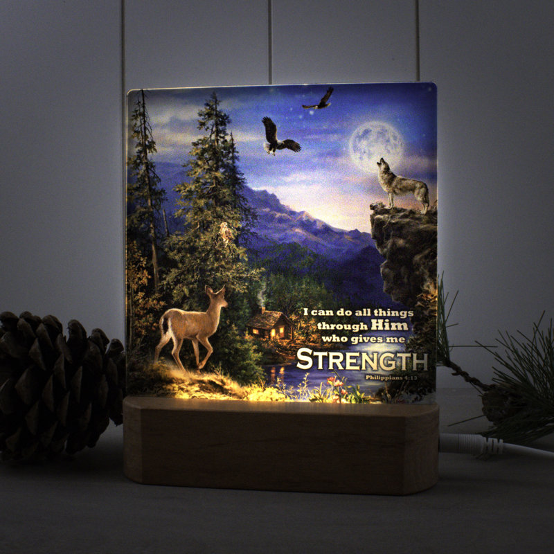Welcome to the Woods avec veilleuse Scripture
