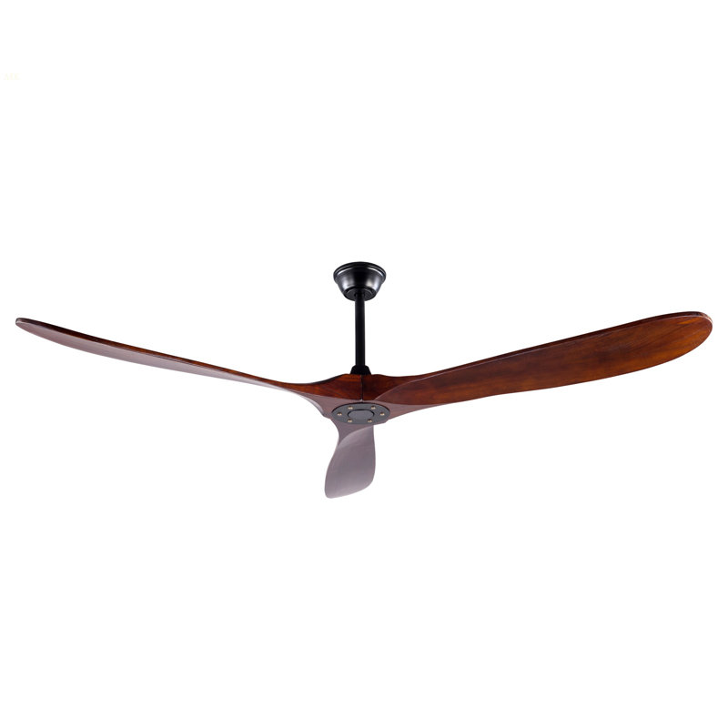 72-Inch Solid Wood Outdoor Ceiling Fan, Three-Blade, Lightless, Walnut Finish, Suitable For Patios, Living Rooms, Bedrooms, And Porches, Includes Remote Control