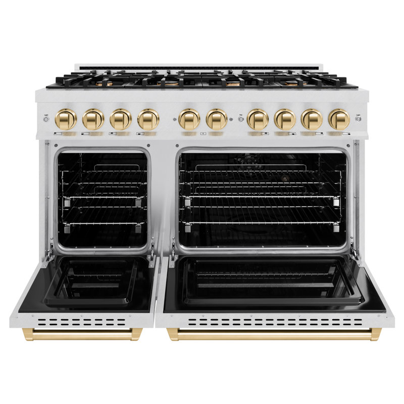 ZLINE Autograph Edition 48 in. Classic Dual Fuel Range w/ 8 Burners & Accents, Gold