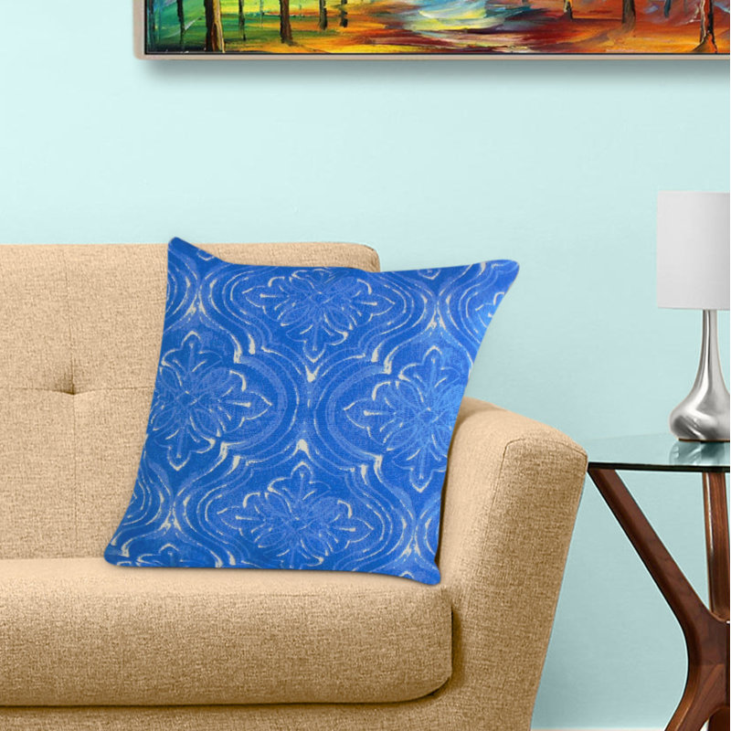 Coussin Quilla, 18 po x 18 po, Bleu, Coussin décoratif