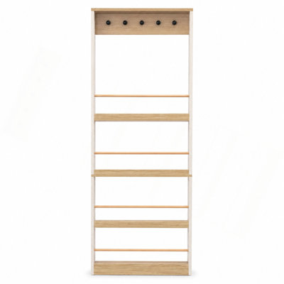 Bibliothèque Be derrière la porte de 70,87 po de hauteur avec 4 tablettes et 5 crochets, armoire de rangement étroite pour le salon, la chambre d'enfant, la salle d'étude, la cuisine et le couloir