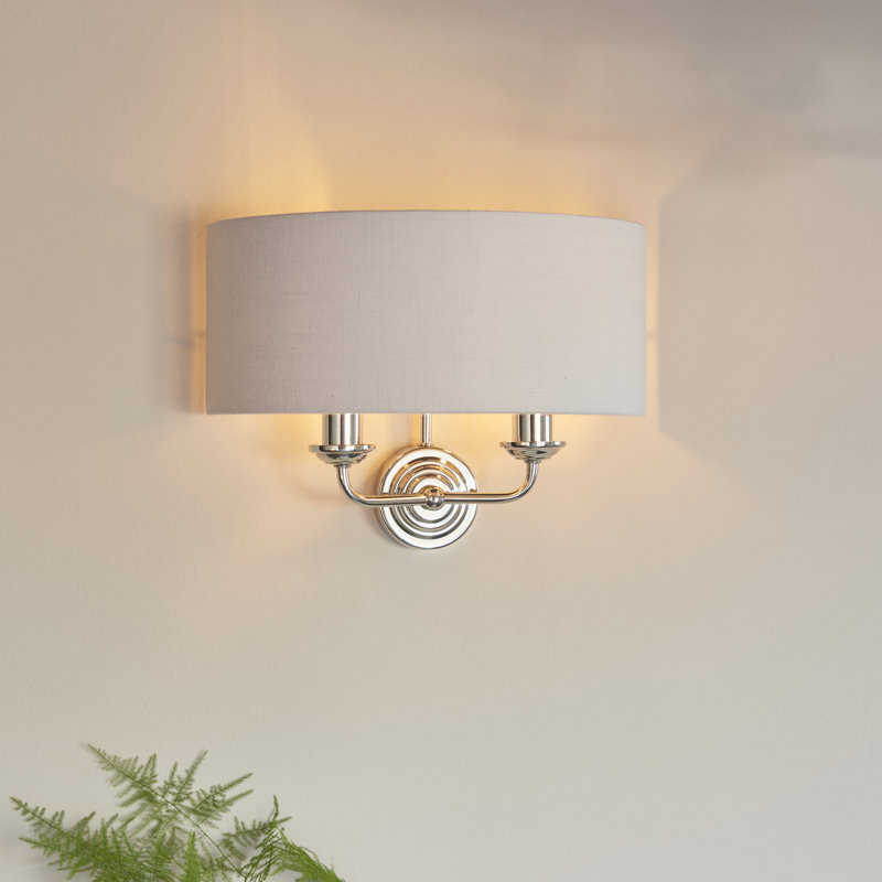Landover Armed Sconce, Bright Nickel, Charcoal