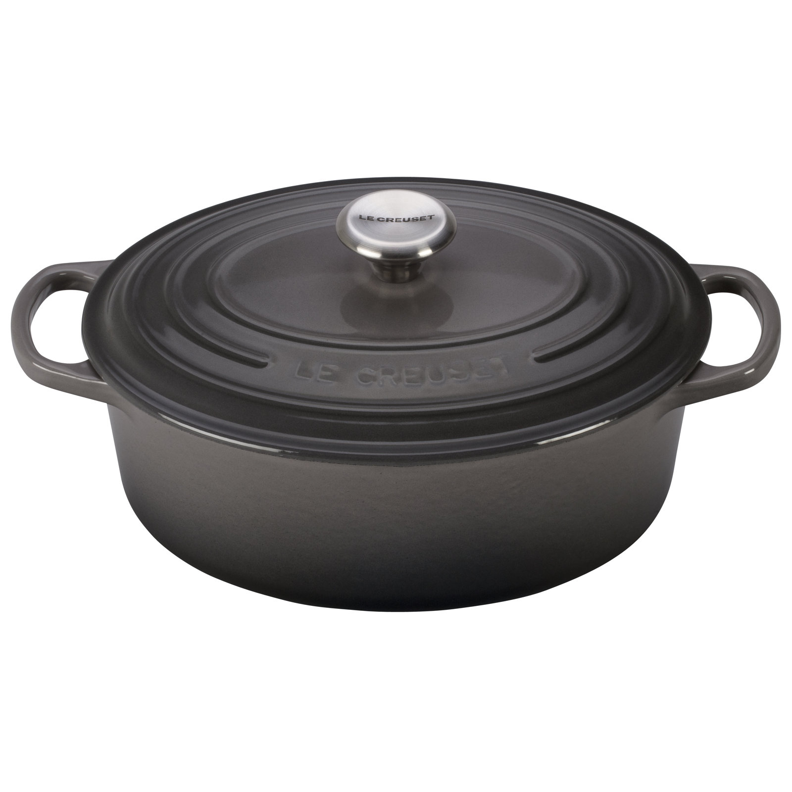 Le Creuset Enameled Cast Iron Oval Dutch Oven with Lid, Oyster/Silver, 9.5 quarts