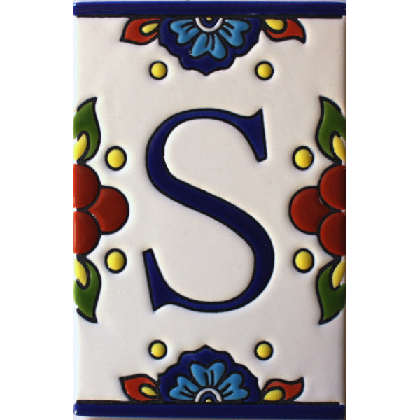 TalaMex Mexican Talavera Mission Tile House Letter S