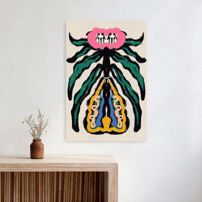 Illustrations botaniques abstraites, style contemporain rétro, imprimées sur toile., H 24 po x l 16 po