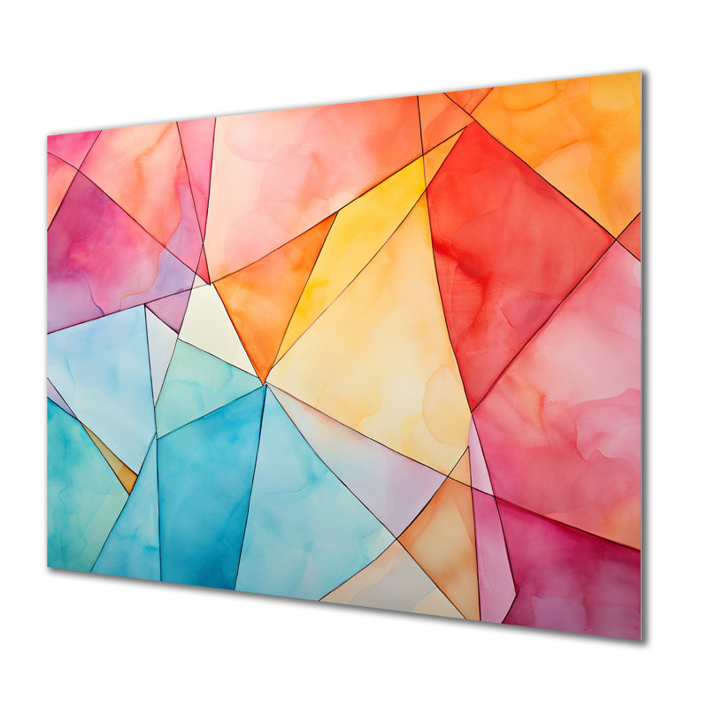 «Pastel Color Geometric Ink Explosion I», art mural géométrique en métal MT137603, H 12 po x l 20 po x P 1 po