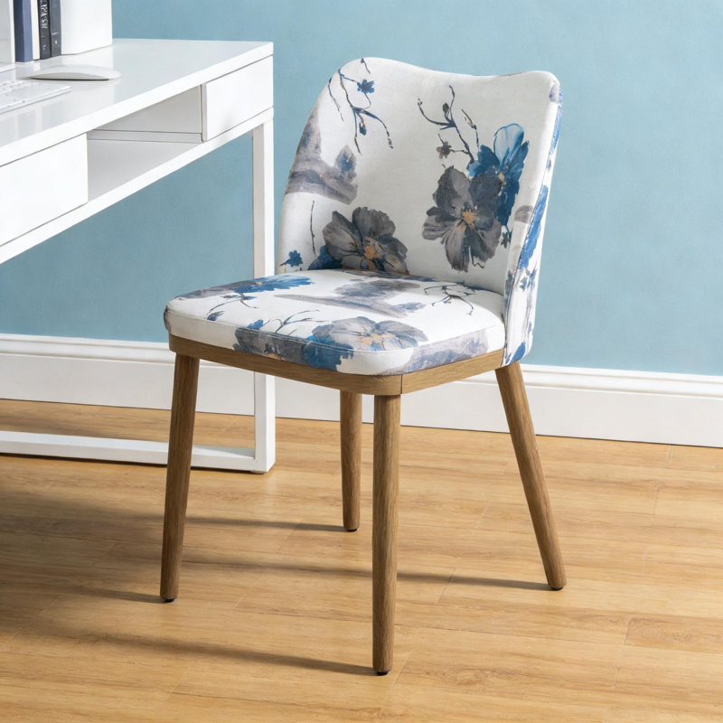 Chaises de salle à manger rembourrées style Mid-Century avec dossier courbé et pieds en bois massif, ensemble de 2