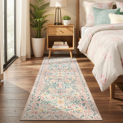 Kaldi Kaldi Oriental Botanical Floral Machine Washable Area Rug with Non-Slip Backing for Living Room, Dining Room, Bedroom