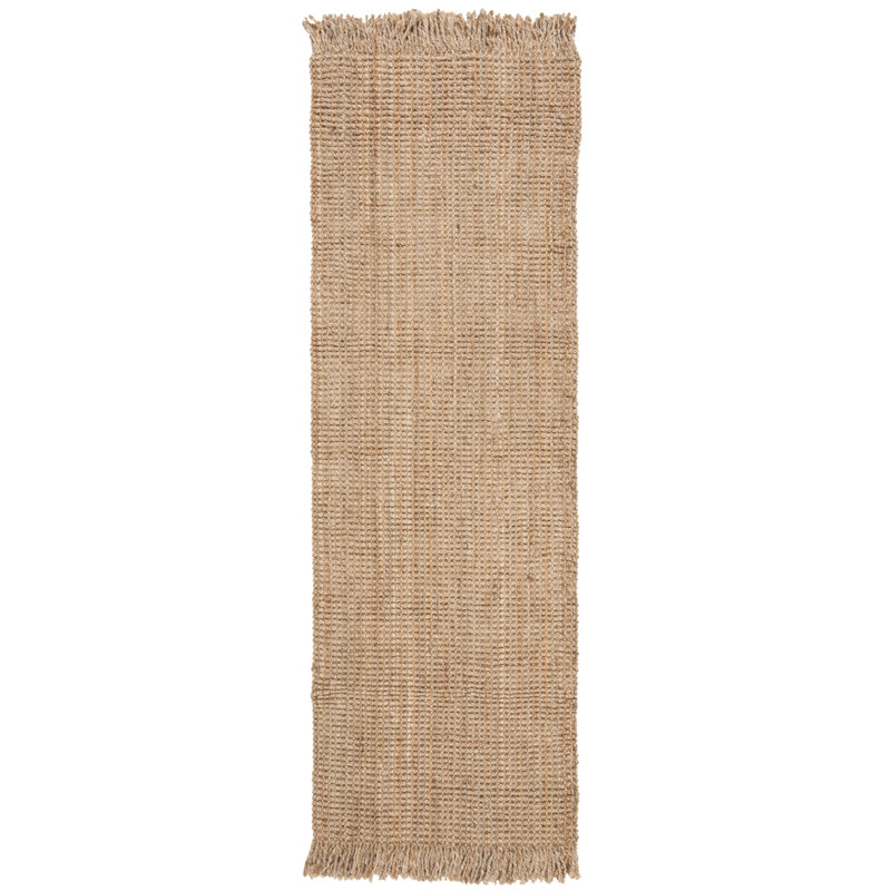 Tapis brun naturel noué à la main Heathfield, Tapis de couloir 2 pi 6 po x 8 pi