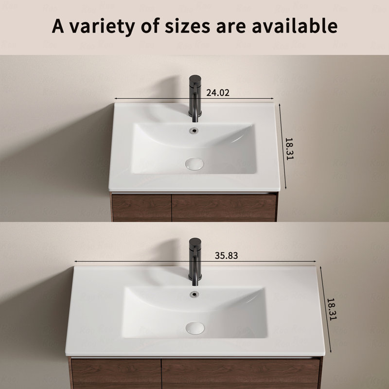 36" Bathroom Vessel Sink, Ceramic Bathroom Vanity Sink Top Without Overflow (Only Sink, No Cabinet)