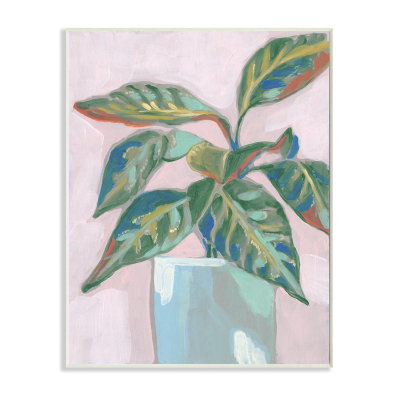 « poted plante rose green », reproduction d’art, Plaque murale, H 13 po x l 19 po