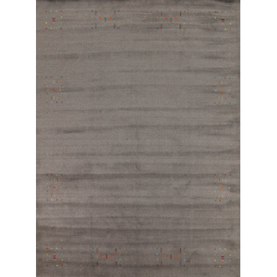 Tapis gris en laine gris Gabbeh 8 x 10
