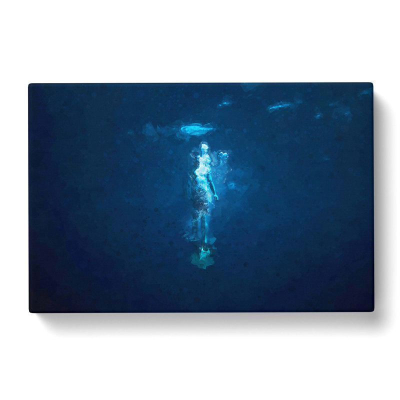 Deep Blue Diving in Abstract - Wrapped Canvas Graphic Art Print, 50cm H x 76cm W x 3cm D
