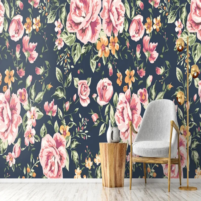 Série de papier peint Midnight Rose Garden, L 96 po x l 108 po