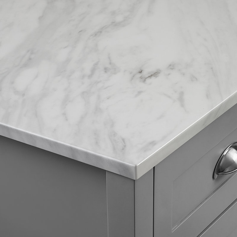 Îlot de cuisine avec plateau en faux marbre de 36 po de largeur, Gris
