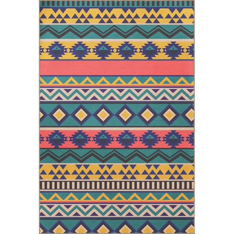 Tapis décoratif multicolore à motif géométrique, Rond 3 pi 4 po