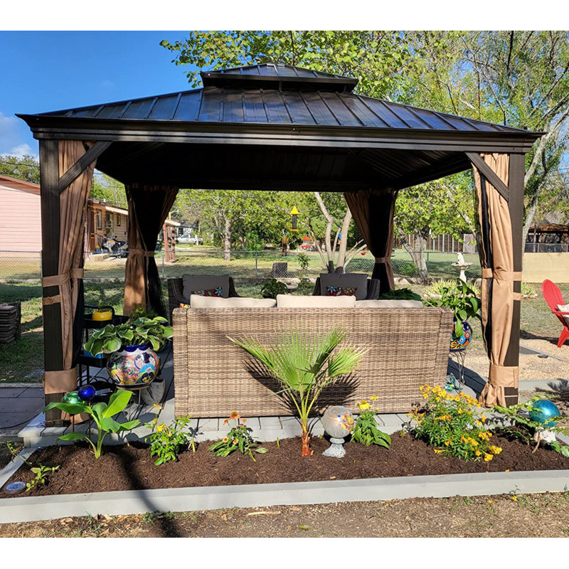 Abri de jardin pour patio en métal l 12 pi x P 12 pi