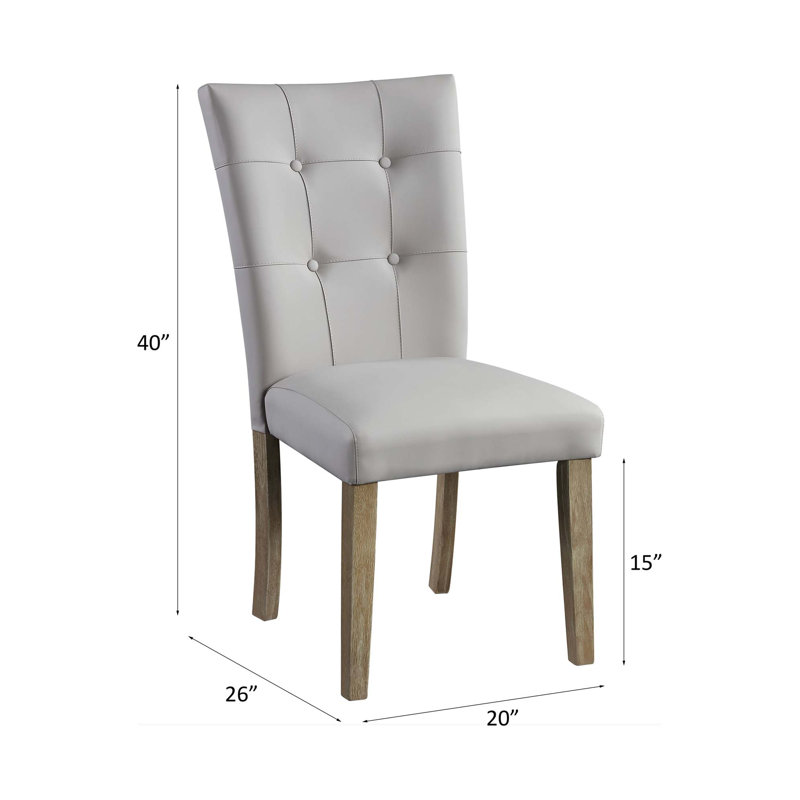 Chaise d'appoint en cuir synthétique gris et finition chêne, ensemble de 2