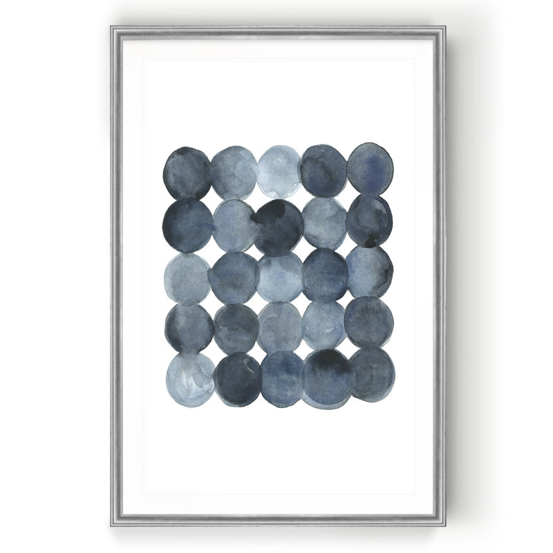 «Blue Grey Density I», peinture sur toile, H 24,5 po x l 18,5 po, Impression encadrée, Argent argent
