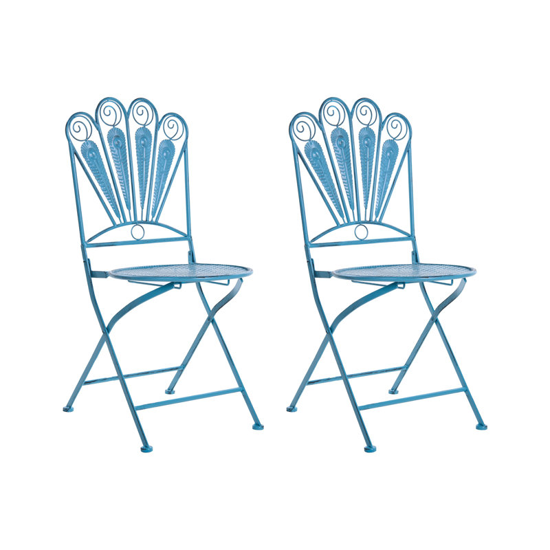 Folding Patio Dining Side Chair, Blue