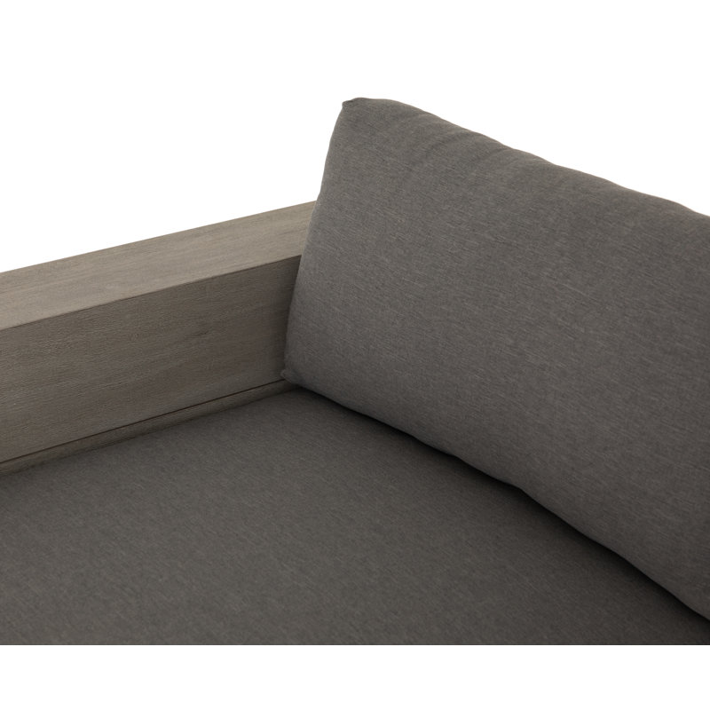 Tsubaki 96" Wide Patio Sofa, Weathered Gray, Charcoal Polypropylene/Olefin
