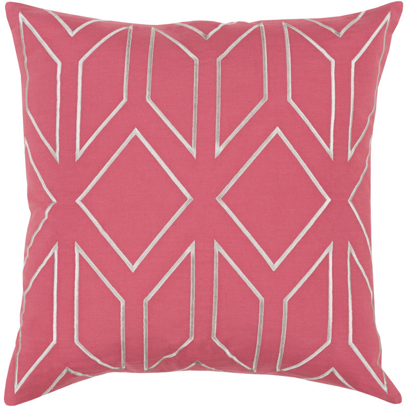 Skyline Geometric Linen Throw Pillow, 20" H x 20" W x 5" D, Pillow Cover Only - No Insert, Pink/Gray