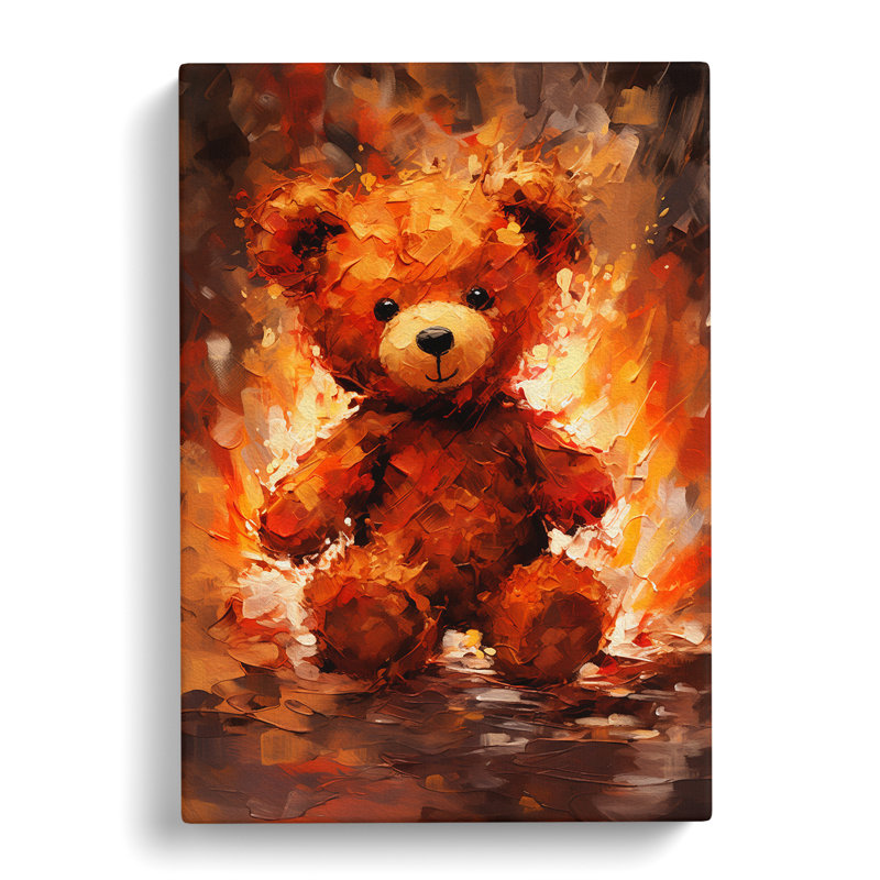 Teddy Bear Action Painting - Wrapped Canvas, 76cm H x 50cm W x 3cm D