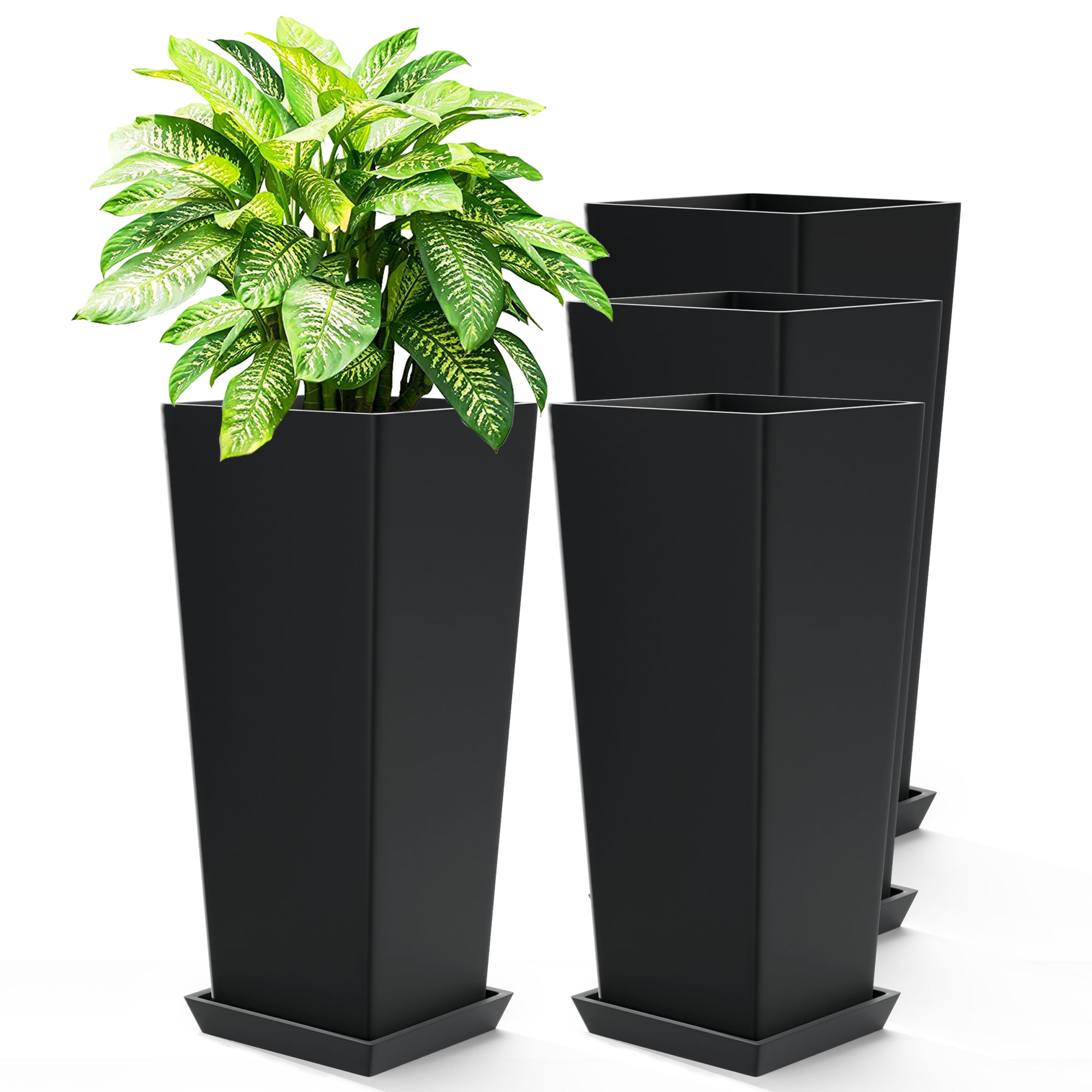 Ebern Designs Tall Planter - Large Indoor and Outdoor Planters for