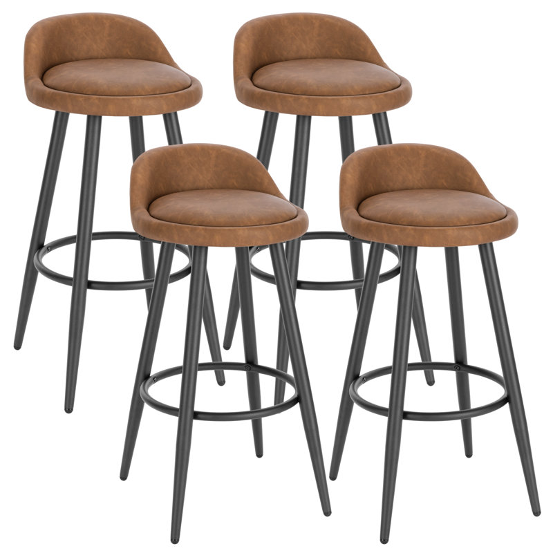 Crista Upholstered Counter Stool with Metal Frame, Brown