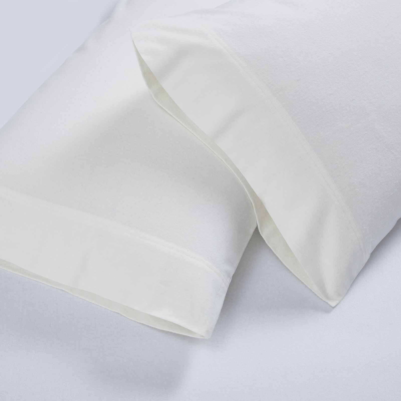 Cotton Flannel Pillowcase, Ivory, Standard