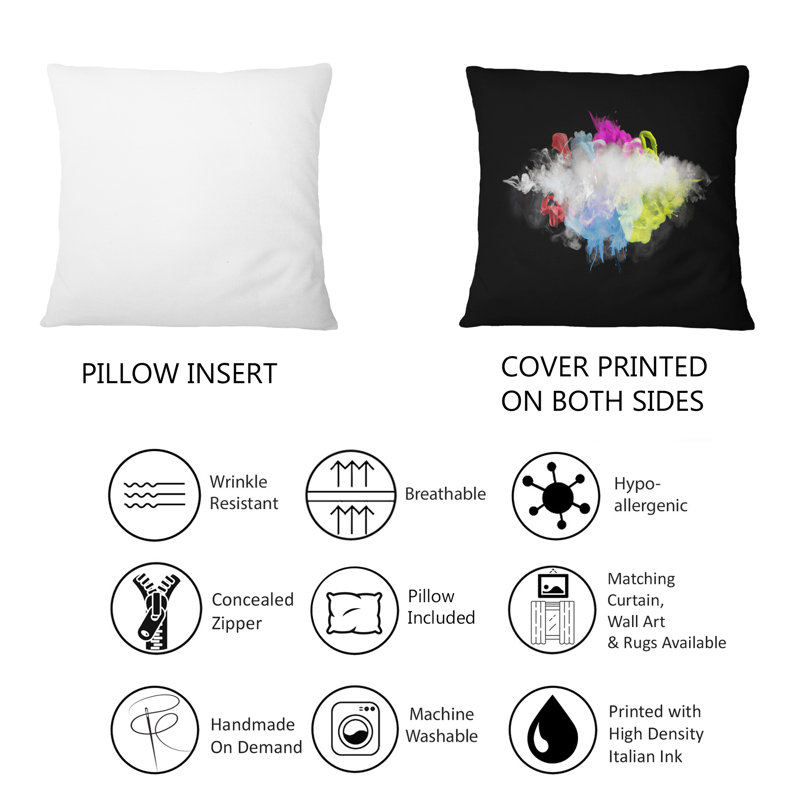 Coussin décoratif blanc 12 "x 20" White Smoke With Vibrant Colors I