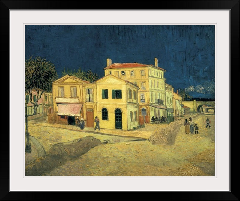 La maison jaune à Arles par Vincent Van Gogh - reproduction, Cadre noir, H 27 po x l 32 po x P 1 po