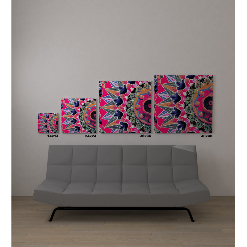 Décoration murale San-Pedro, H 30 po x l 30 po x P 4 po, Rouge / bleu / bleu sarcelle
