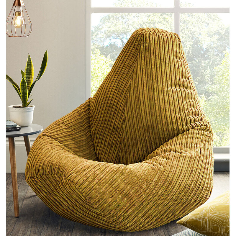 Corduroy Refillable Classic Bean Bag, Mustard
