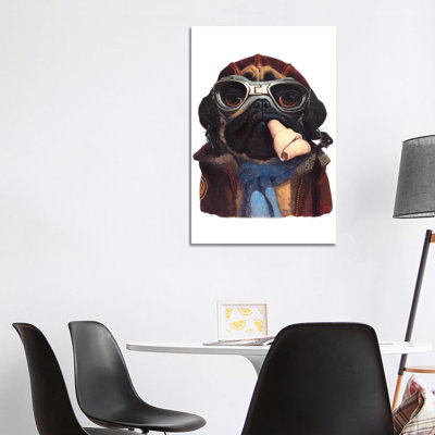 Aviator Pug by Thomas Fluharty - Wrapped Canvas Gallery-Wrapped Canvas Giclée