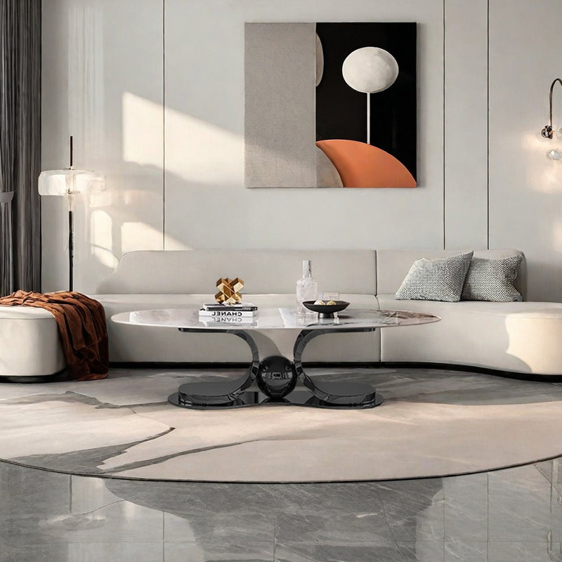 Table basse moderne et simple, H 15,7 po x L 51,2 po x l 27,6 po, Noir