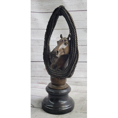 Chevaux, buste équestre, amateur de chevaux, sculpture en métal en métal, statue, cadeau, décoration signée, art