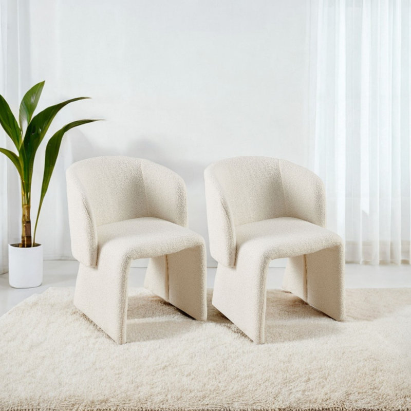 Modern Dining Chair, 2, Off White