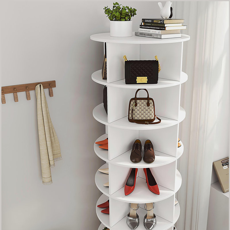 360 Rotating Shoe Cabinet 7 Layers, White, 7