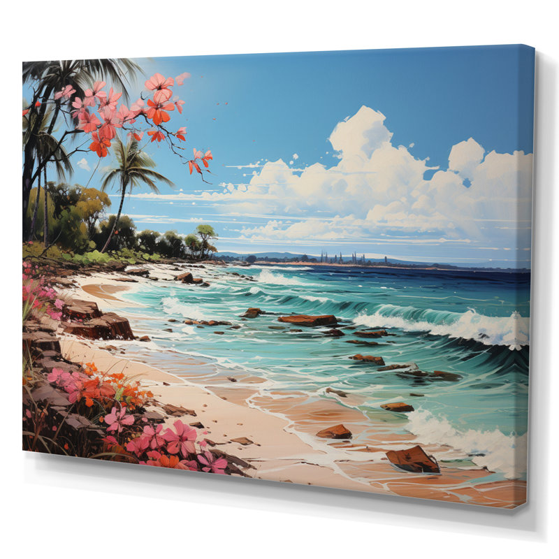 Beach Tropical Paradise Pointillism II - Nautical & Beach Canvas Prints, 16" H x 32" W, Toile tendue