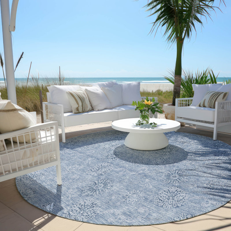 Leis Floral Indoor Rug, Round 8'