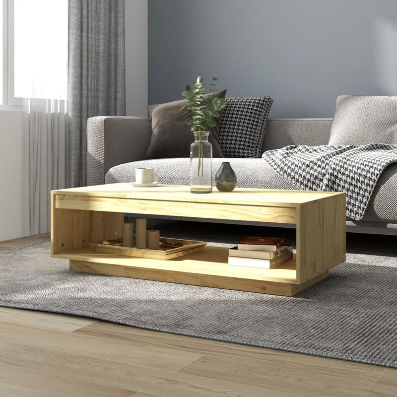 Brixxon Solid Wood Frame Coffee Table, Khaki