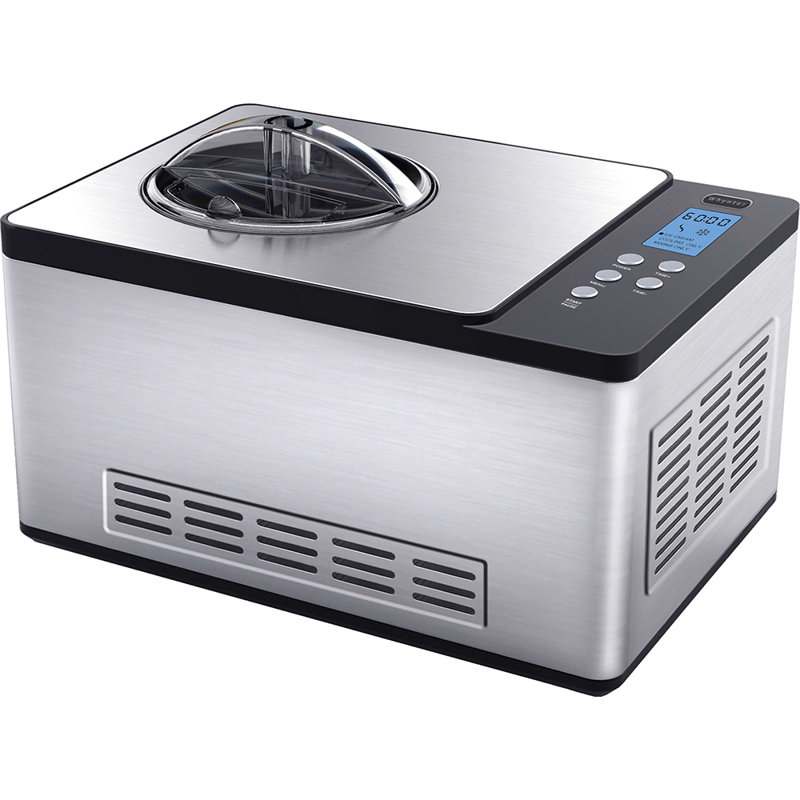 Stainless Steel 2.1 Quart Automatic Ice Cream Maker with LCD Display