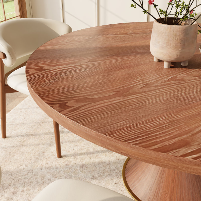 5/7 Pieces Solid Wood Alpharetta Farmhouse Round Pedestal, 29.52”H x 59.05”L x 59.05”W, 7 Pieces: Table, 6 Chairs