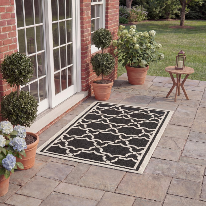 Tapis d'intérieur / extérieur à motif géométrique Dirks Performance, Rectangle 2 pi x 3 pi 7 po