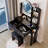 LED Vanity Table Set / Cushioned Stool Round Touch Mirror,Power Outlets & Multi-Layer Storage-996601514