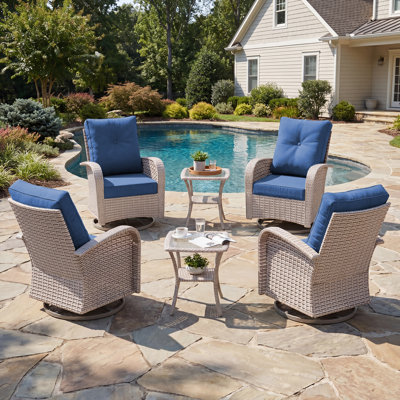4 Penson Outdoor Swivel Rattan Chair Set with Table, Patio Conversation Set
