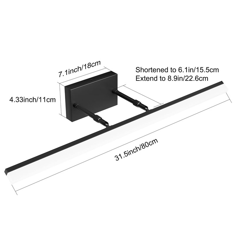 Éclairage pour meuble-lavabo à DEL 31,5 po, Noir