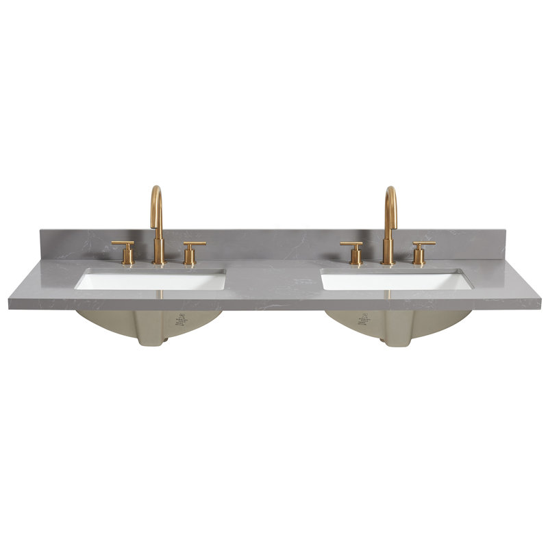 Jaen 61'' Reticulated Gray Composite Stone Double Vanity Top